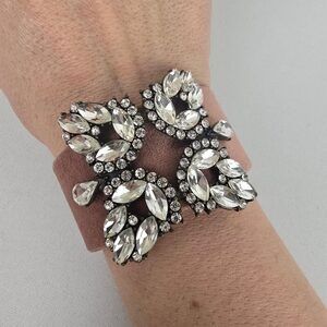 Pink Velvet Crystal Cuff Bracelet